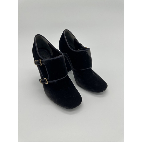 Tory Burch Black Velvet Heels Size 7.5 Medium - Picture 2 of 8